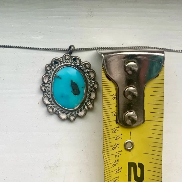 Unhallmarked silver and turquoise necklace - Picture 2 of 9